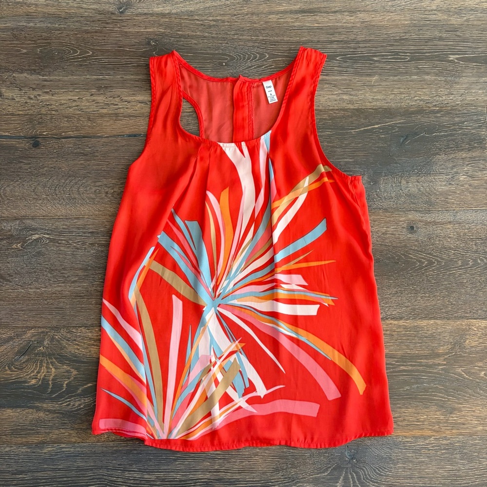 GAP Red Tropical-Print Tank Top